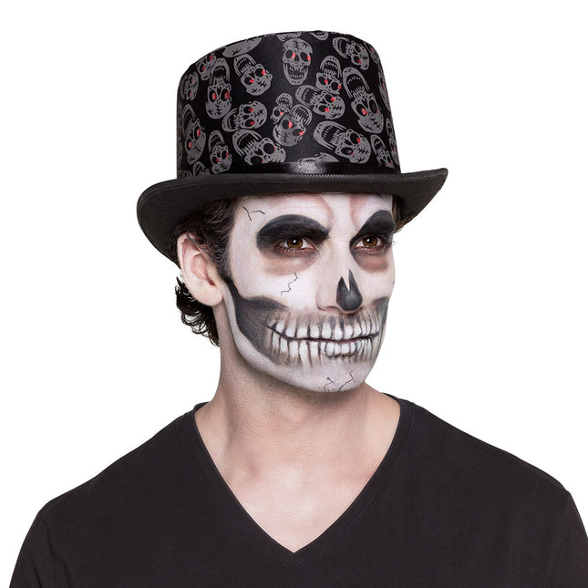 Chapeau d'Halloween Crânes Noir