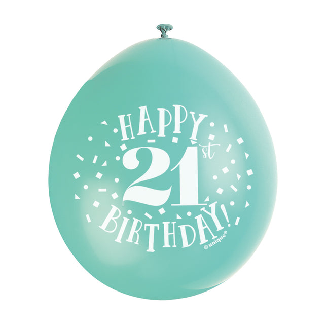 Ballons Happy Birthday 21 Years 28cm 10pcs