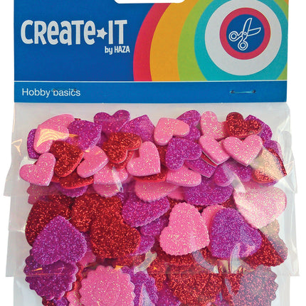 Coeurs en mousse pailletés 132pcs