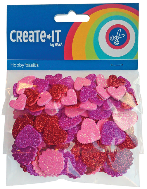 Coeurs en mousse pailletés 132pcs