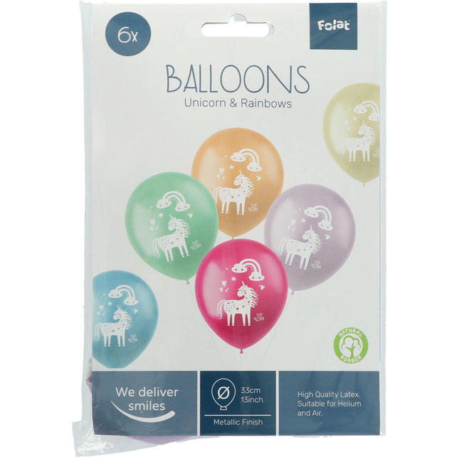 Ballons Licorne & Arc-en-ciel 33cm 6pcs