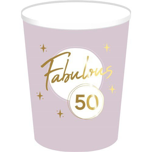 50 Years Cups Gold Pink 250ml 8pcs