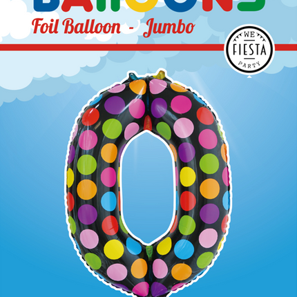 Ballon de baudruche Number 0 Dots XL 86cm vide