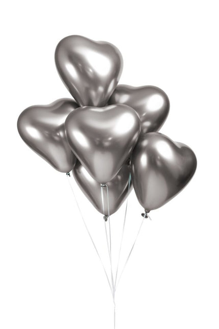 Ballons en forme de coeur Argent 30cm 6pcs