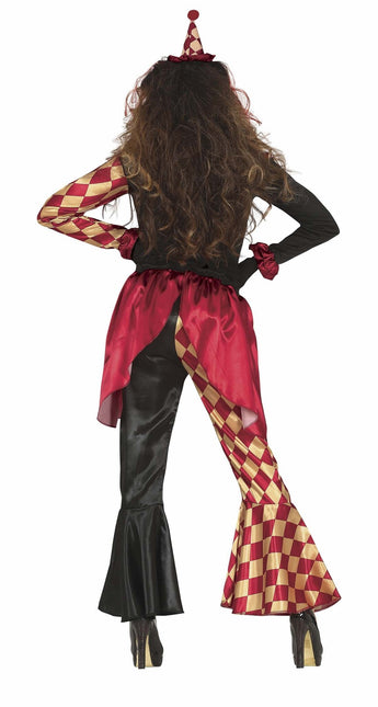 Horror Clown Halloween Costume Ladies Red Gold