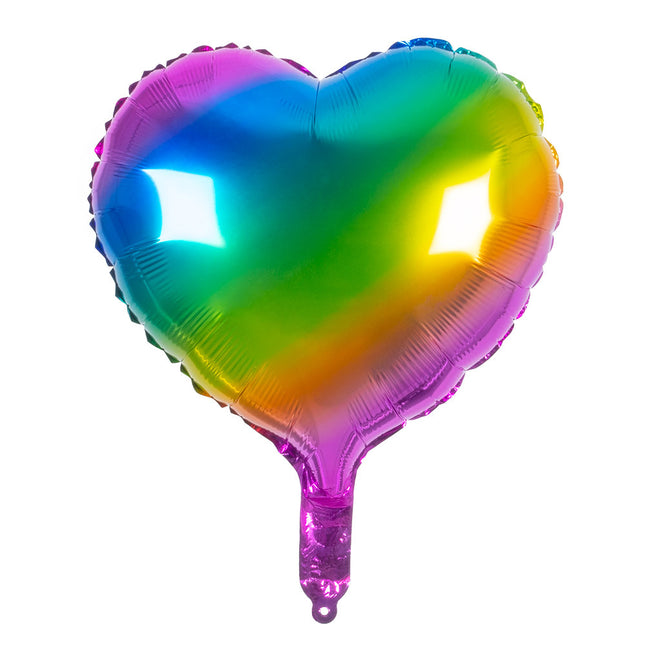 Ballon à l'hélium arc-en-ciel coeur vide 45cm