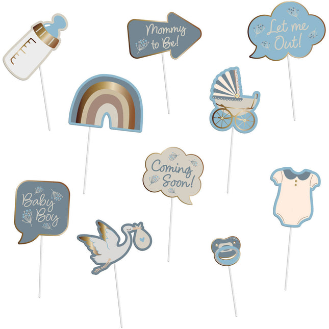 Accessoires de Photobooth pour la naissance Babyboy 10pcs