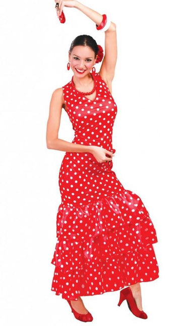 Robe espagnole flamenco rouge