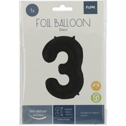 Ballon de baudruche Figure 3 Noir mat XL 86cm vide