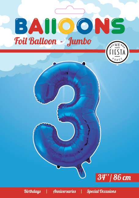 Ballon de baudruche Figure 3 Bleu XL 86cm vide