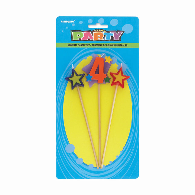 Set de bougies 4 Years Stars 26cm 3pcs