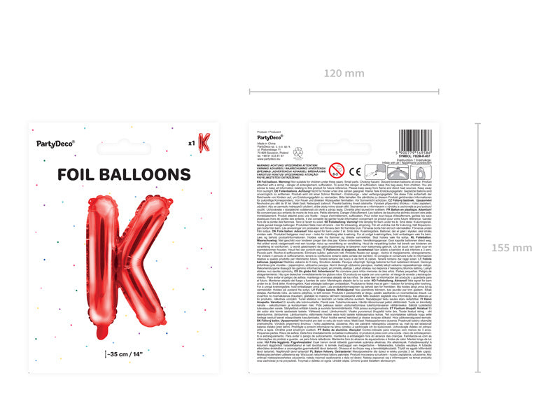 Ballon de baudruche Lettre K Rouge Vide 35cm