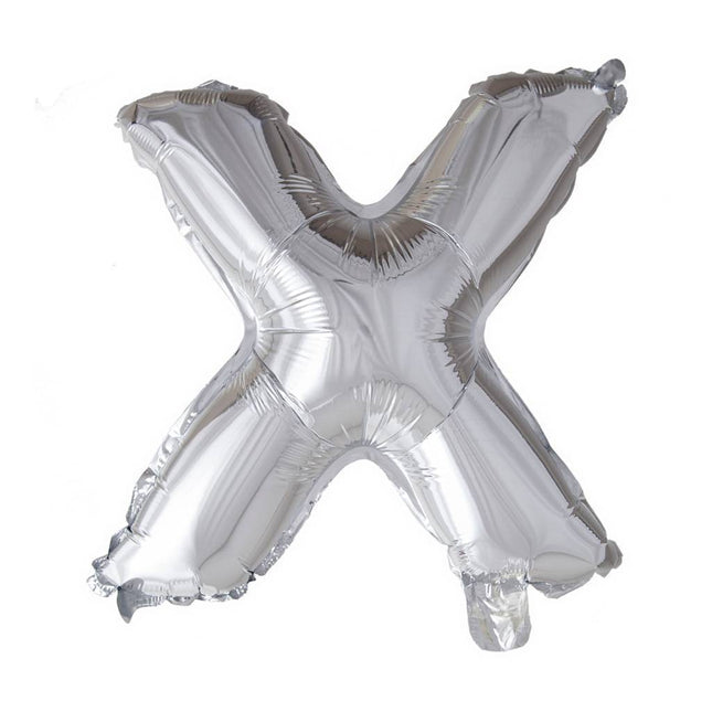 Ballon de baudruche Lettre x Argent 41cm avec paille