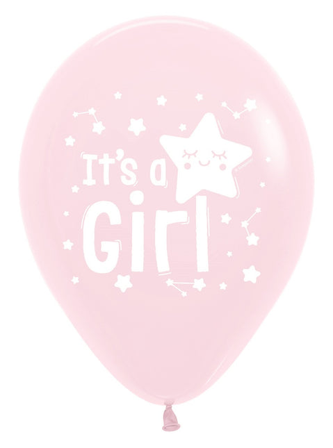 Ballons It's a Girl Star Pastel Matte Pink 30cm 25pcs