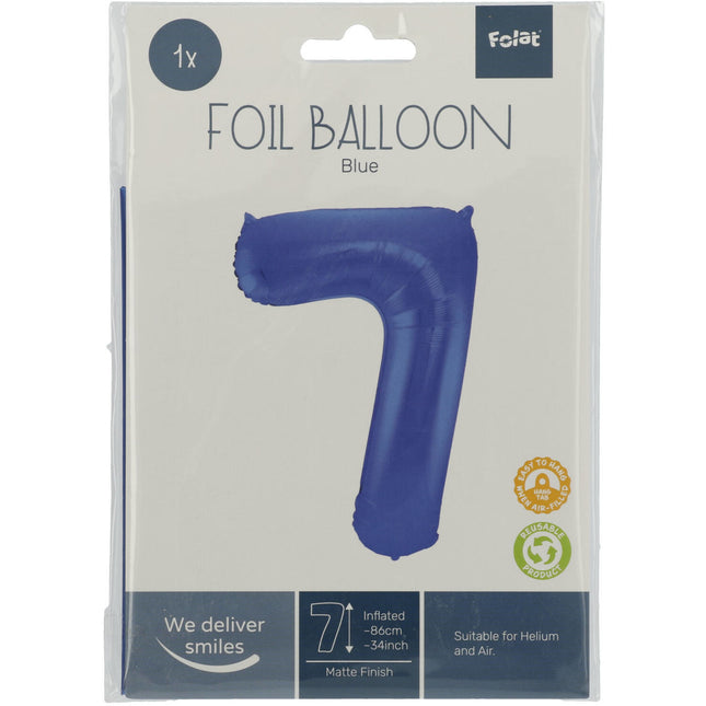 Ballon de baudruche Figure 7 Bleu mat XL 86cm vide