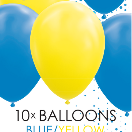 Ballons bleus jaunes 30cm 10pcs