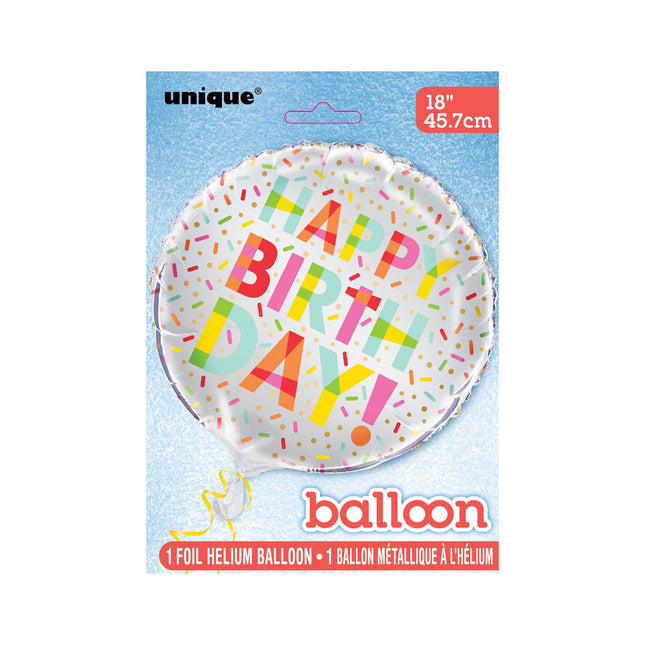 Ballon à l'hélium Happy Birthday Donut 45cm vide