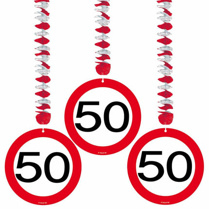 Décoration suspendue 50 Years Traffic Sign 75cm 3pcs