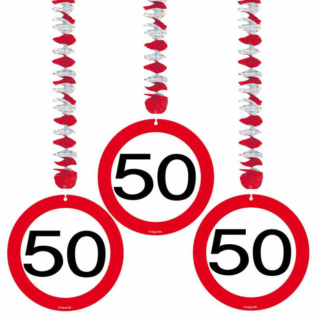 Décoration suspendue 50 Years Traffic Sign 75cm 3pcs