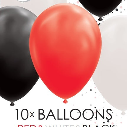 Ballons Rouge Blanc Noir 30cm 10pcs