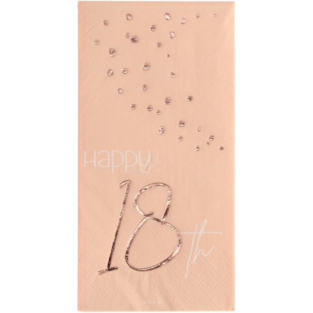 Serviettes de table 18 ans or rose 33cm 10pcs