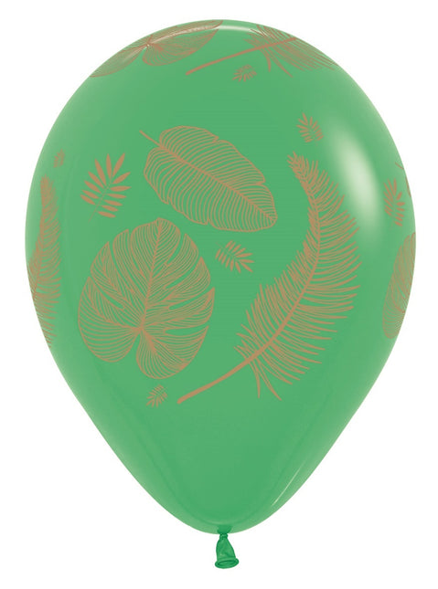 Ballons Tropical Leaves Mix Gold Print 30cm 25pcs