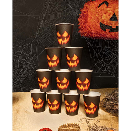 Tasses d'Halloween Citrouille Papier 210ml 10pcs