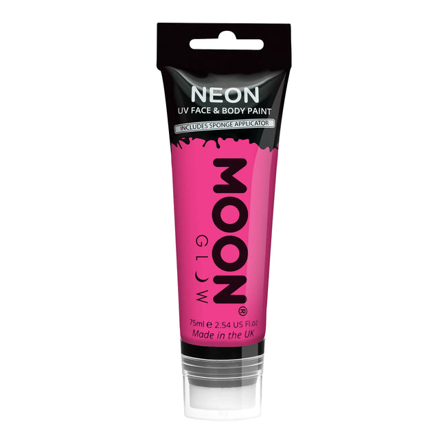 Moon Glow Neon UV Face Paint with paint Applicator Intense Pink 75ml