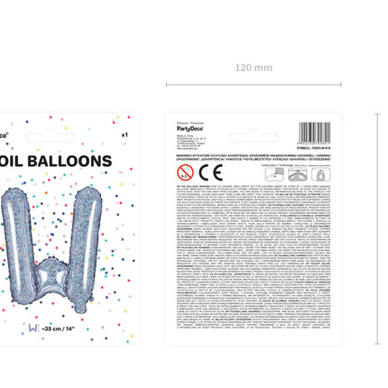 Ballon de baudruche Lettre W Holographique Vide 35cm