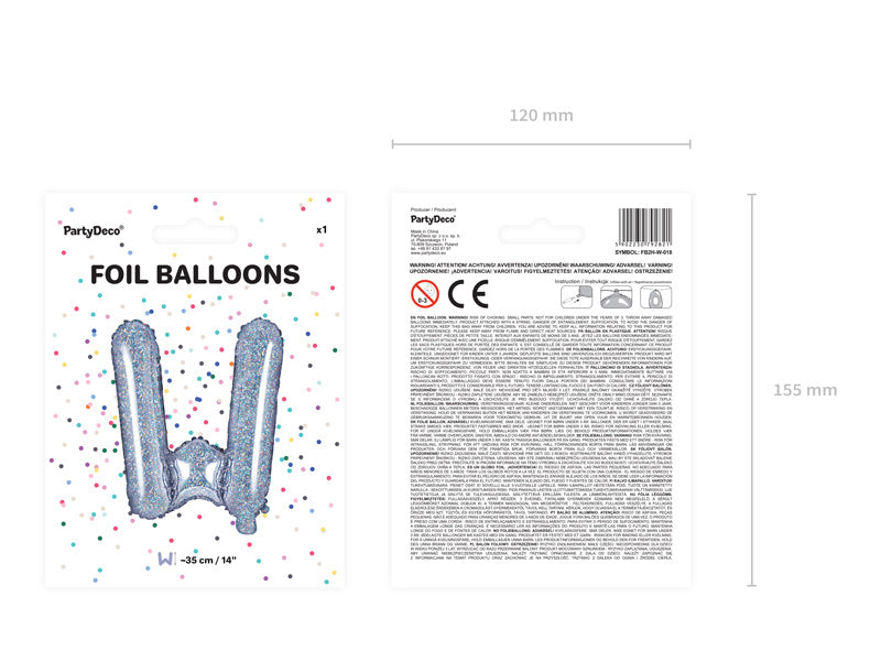 Ballon de baudruche Lettre W Holographique Vide 35cm