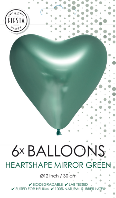 Ballons en forme de coeur Vert 30cm 6pcs