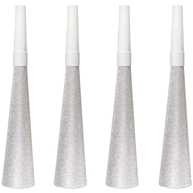 Cornes de fête Argent 19cm 4pcs