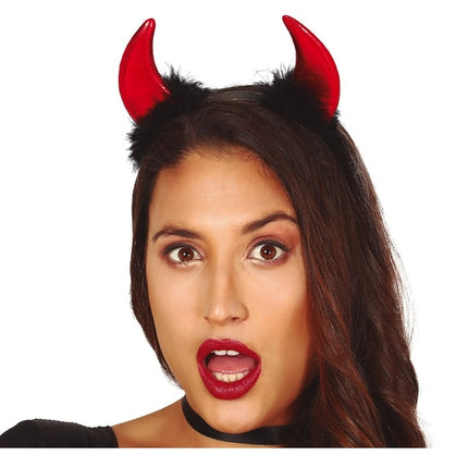 Bandeau d'Halloween Cornes de Diable Rouge