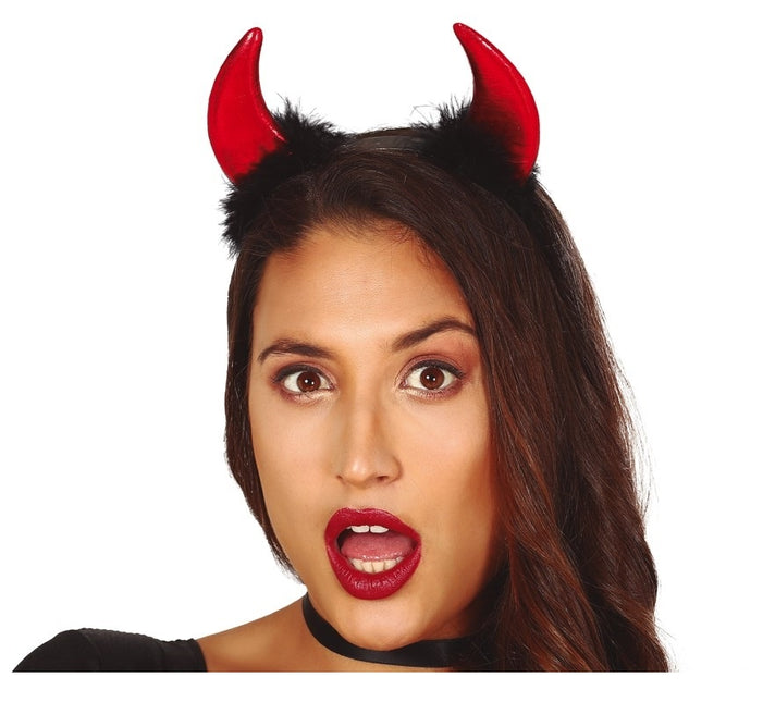 Bandeau d'Halloween Cornes de Diable Rouge