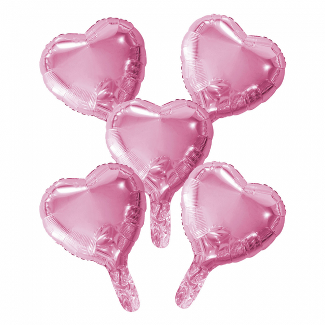 5 Ballons de baudruche coeur avec paille 9" rose bébé