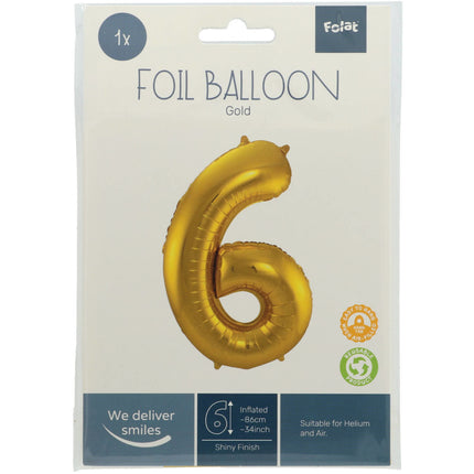 Ballon de baudruche Figure 6 Gold Metallic XL 86cm vide