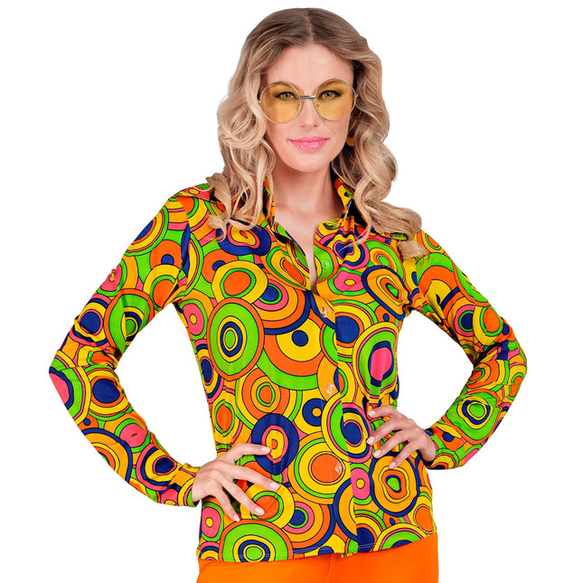 Disco 70S Blouse Coloured Ladies Retro