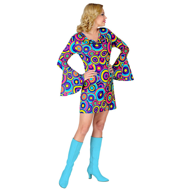 Disco 70S Robe Bleu Violet Dames