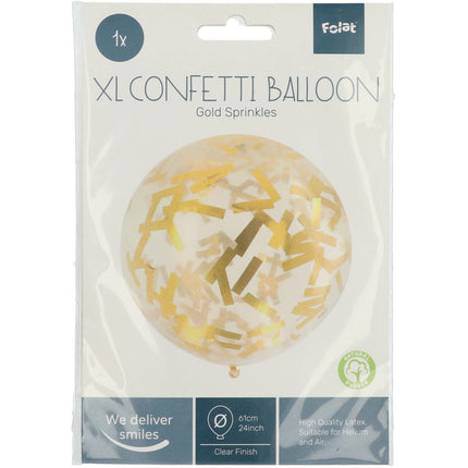 Ballon confetti doré 61cm