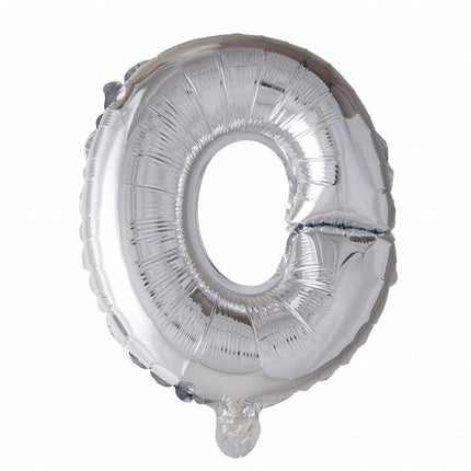 Ballon de baudruche Lettre O Argent 41cm avec paille