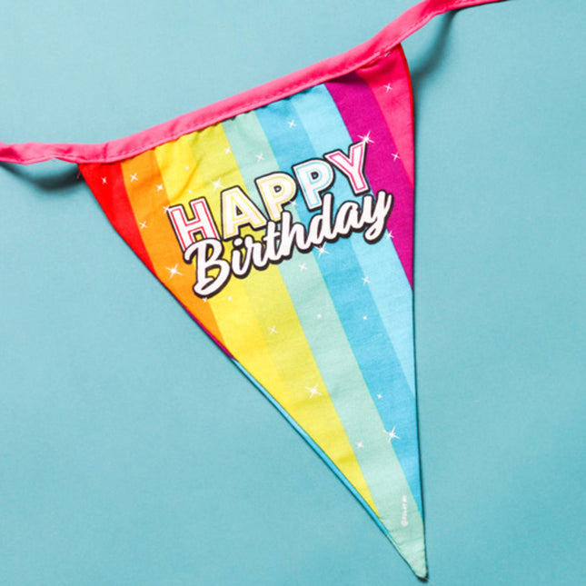 Happy Birthday Slingers Rainbow Confetti Cotton 6m