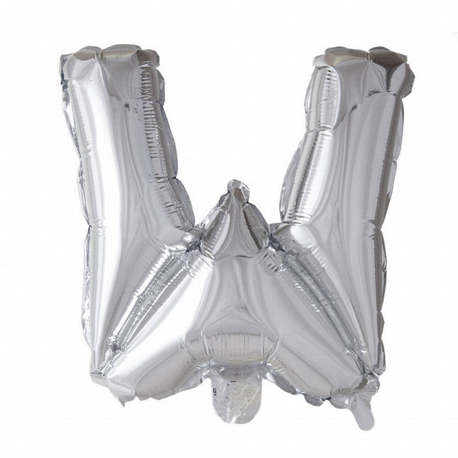 Ballon de baudruche Lettre W Argent 41cm avec paille