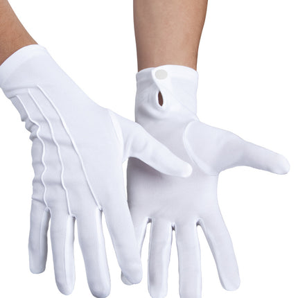 Gants blancs avec bouton-poussoir