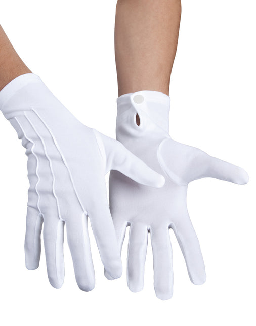 Gants blancs avec bouton-poussoir