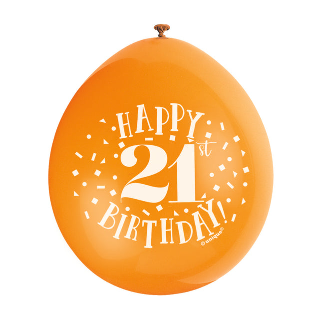 Ballons Happy Birthday 21 Years 28cm 10pcs