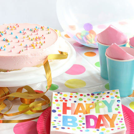 Serviettes d'anniversaire Happy Birthday Dots 33cm 20pcs