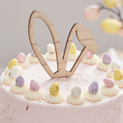 Dessus de gâteau de Pâques Oreilles de lapin en bois 18cm