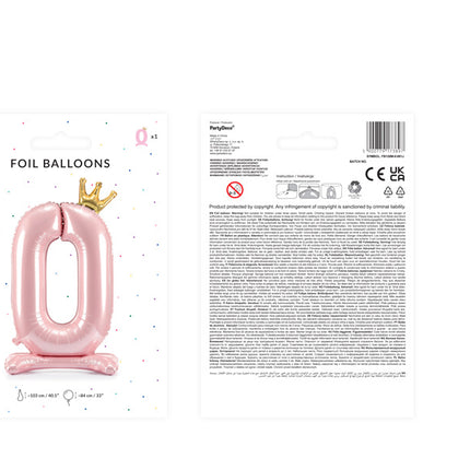 Ballon de baudruche Figure 0 Light Pink Standard Empty 84cm