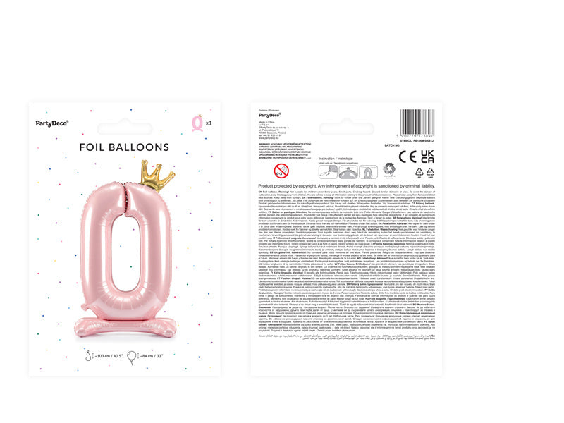 Ballon de baudruche Figure 0 Light Pink Standard Empty 84cm