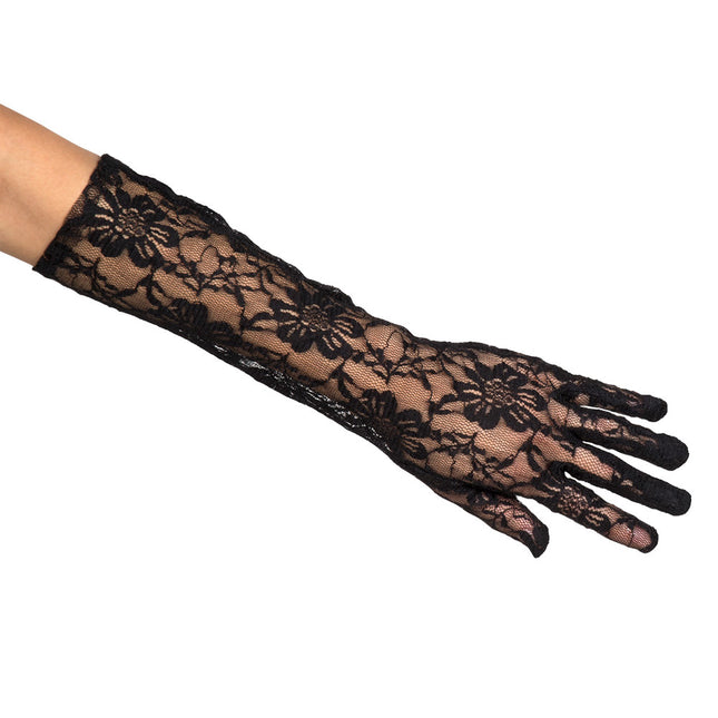 Gants Longs Dentelle Noir